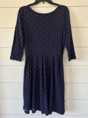 Riley Navy Eyelet Lace Fit-and-Flare Dress